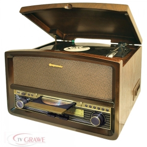 Roadstar HIF-1937TUMPK Retro Design Anlage UKW/MW CD Kasette Plattenspieler