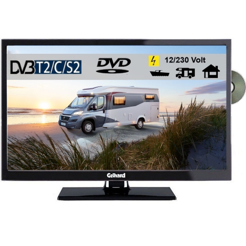 Gelhard GTV2442II LED Fernseher 24 Zoll DVB/S/S2/T2/C, DVD, USB, 12V 230 Volt