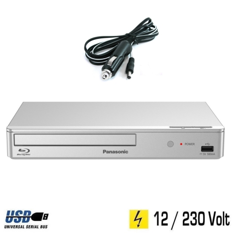 Panasonic Blu-ray Player silber mit HDMI, USB, 12 Volt &230 Volt fr Wohnmobil, Camping