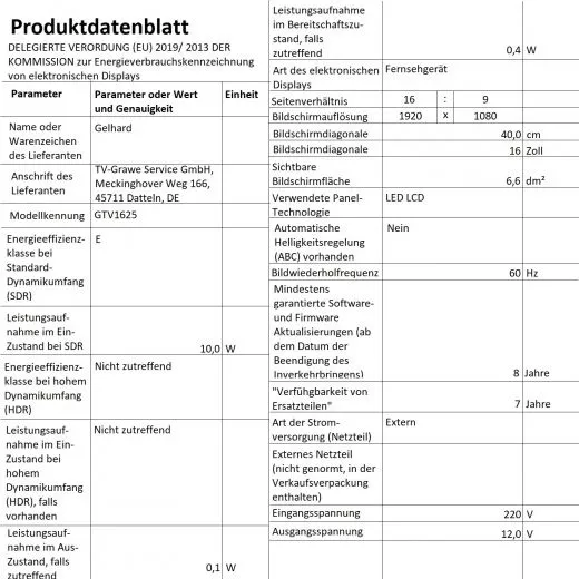 Gelhard Smart TV GTV1625 LED TV 16Zoll Full HD Fernseher 12/24/230V WLAN