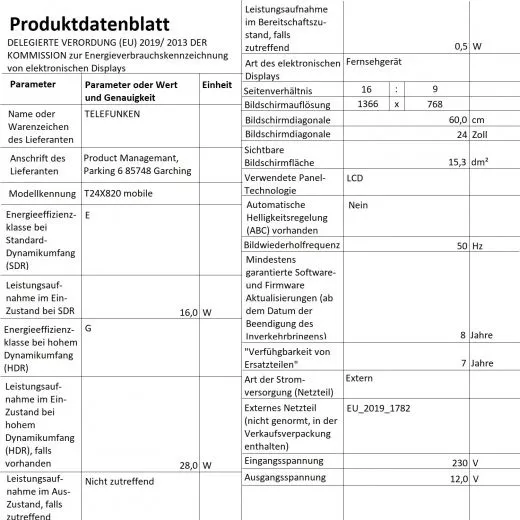 Telefunken T24X820 mobile Smart TV 24 Zoll DVB/S/S2/T2/C 12/230 Volt