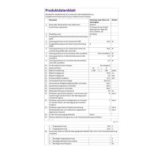 Gelhard GTV2422I Smart TV 24 Zoll DVB/S/S2/T2/C, DVD, USB, 12V 230 Volt WLAN
