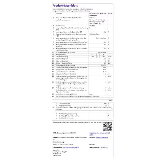 Gelhard GTV2292 Smart TV mit WebOS mit DVD und Bluetooth DVB-S2/C/T2 f�r 12/ 24/ 230Volt Full HD