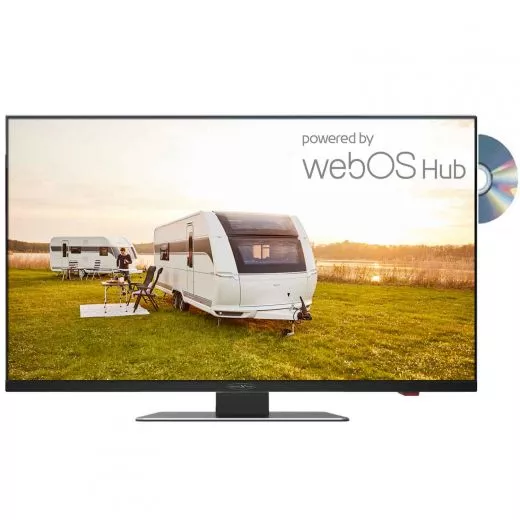 REFLEXION LDDX27IBT_Black mit Standfu Smart LED Fernseher webOSHub, 27 Zoll, Rahmenloser Camping/Boot/LKW TV, 12/24/230 Volt, Full HD, Bluetooth, WLAN