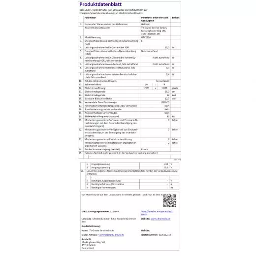 Gelhard GTV2226 LED Smart TV WebOS und Bluetooth DVB-S2/C/T2 f�r 12V u. 230Volt WLAN Full HD + PVR