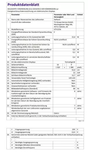 Gelhard GTV1956 LED Smart TV WebOS mit DVD und Bluetooth DVB-S2/C/T2 f�r 12V u. 230Volt WLAN HD