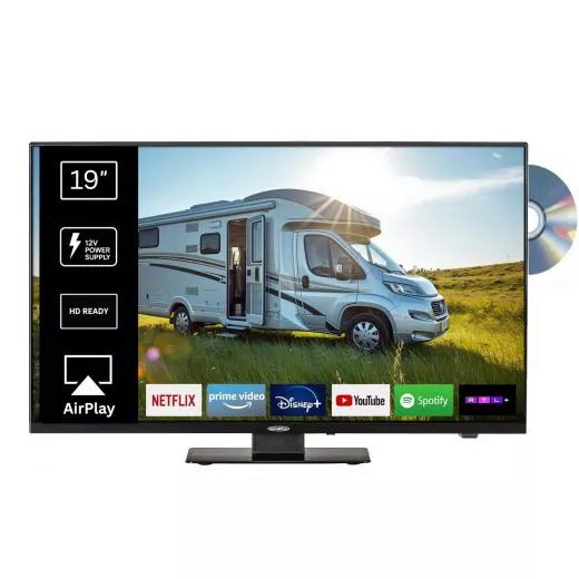 Reflexion LDDX19IBT Black Smart TV mit int. DVD-Laufwerk f�r Caravan 12/24/230 Volt