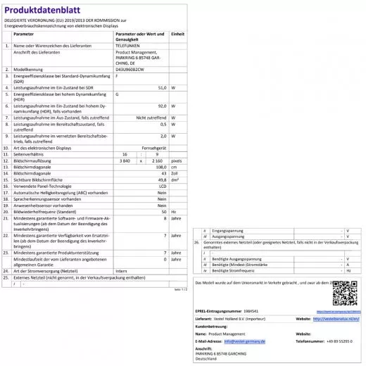 Telefunken D43U960B2CW Smart TV 43Zoll Android Fernseher silber