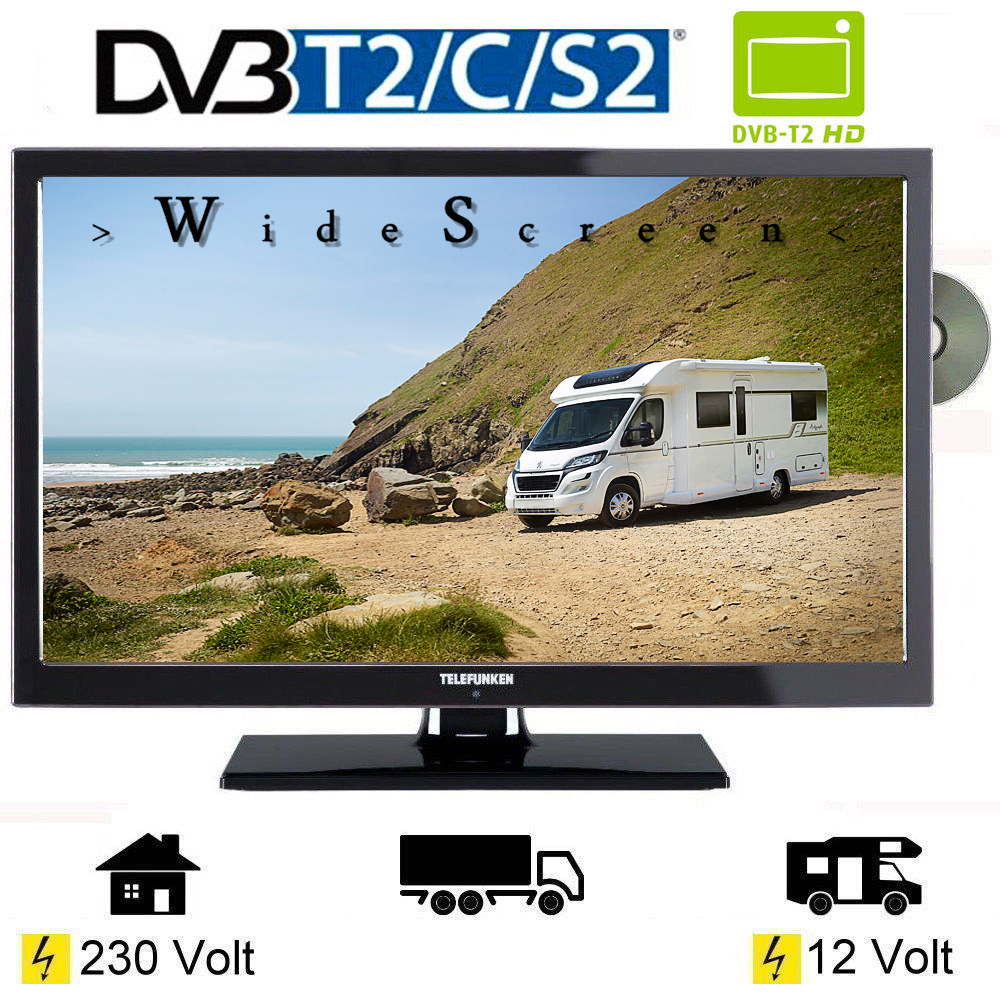 12 Volt Fernseher Mit Integriertem Receiver Telefunken T20X740 MOBIL 20 Zoll LED TV USB 12V 230V Wohnmobil Camping