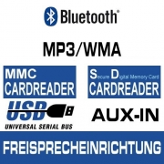 AUTORADIO mit USB SD MP3 Bluetooth UKW RDS kompatibel mit Ford KA 1996>2008 / Blende blau-metallic